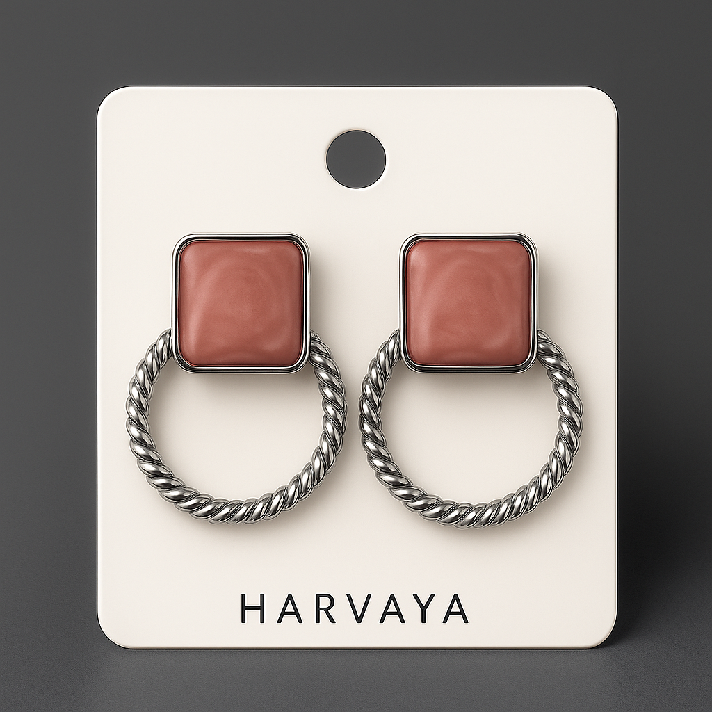 Harvaya Elegant Stone & Twisted Hoop Earrings – Set of 6 Colors (White, Red, Black, Green, Brown, Yellow)