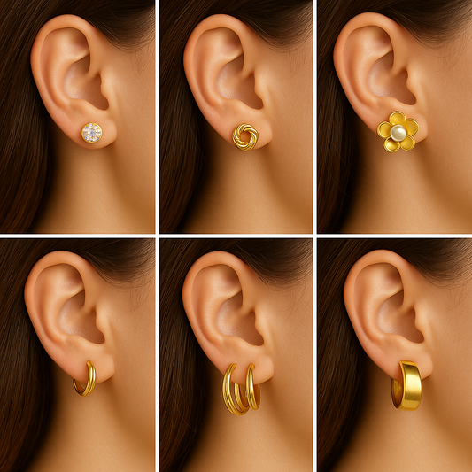 Elegant Gold-Toned 6-Pair Earring Set | Harvaya