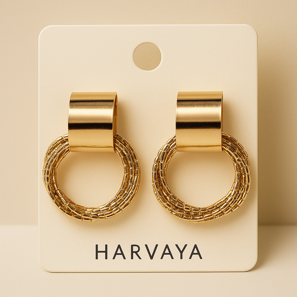 Harvaya Luxe Metallic Hoop Earrings – Gold & Silver Designer Statement Pieces