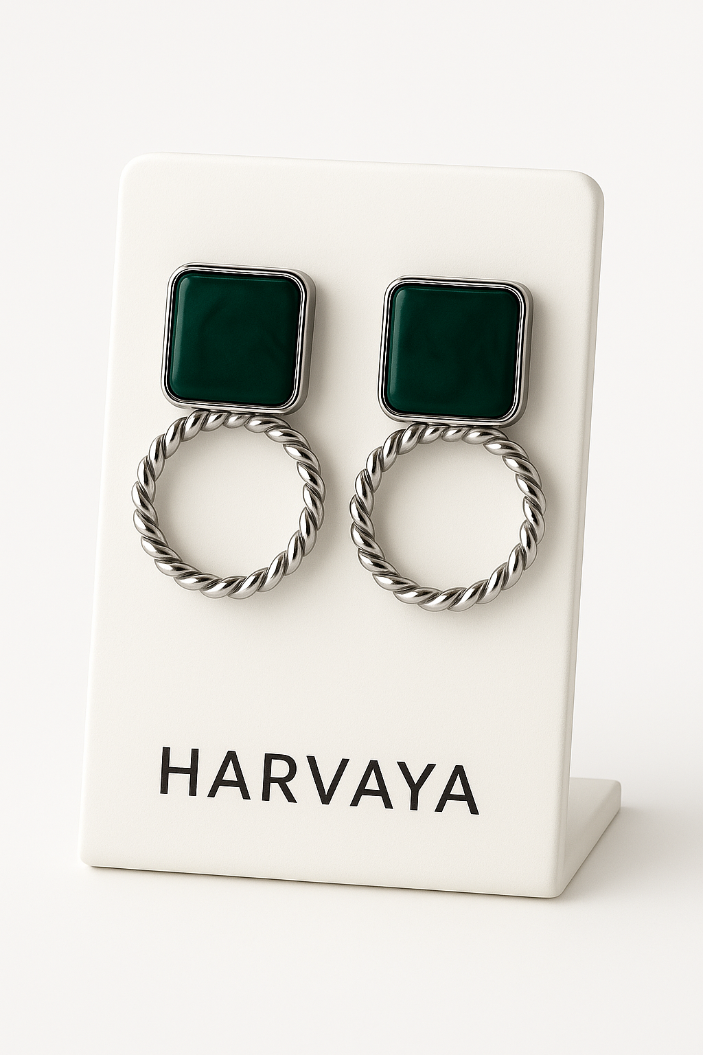 Harvaya Elegant Stone & Twisted Hoop Earrings – Set of 6 Colors (White, Red, Black, Green, Brown, Yellow)