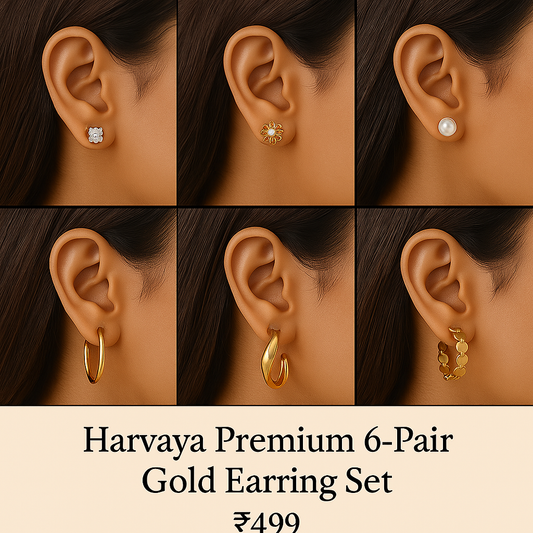 Harvaya Gold-Tone 6-in-1 Earring Collection