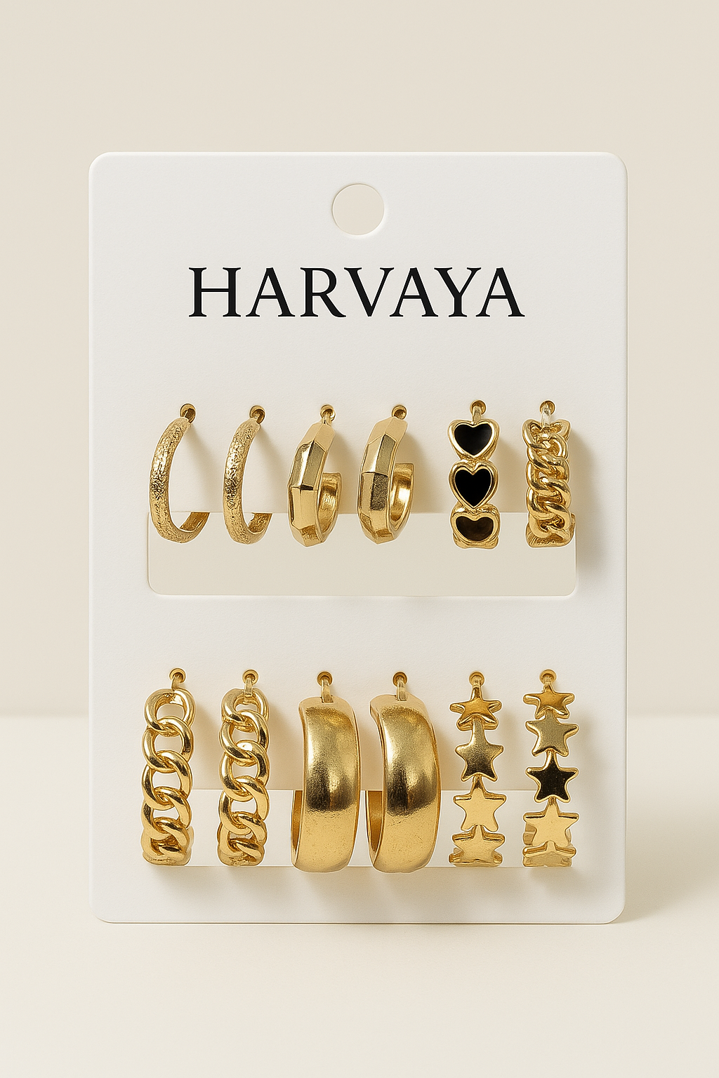 Harvaya Trendy 6-Pair Designer Hoop Earring Set – Bold & Chic