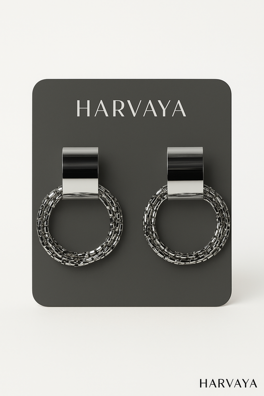 Harvaya Luxe Metallic Hoop Earrings – Gold & Silver Designer Statement Pieces
