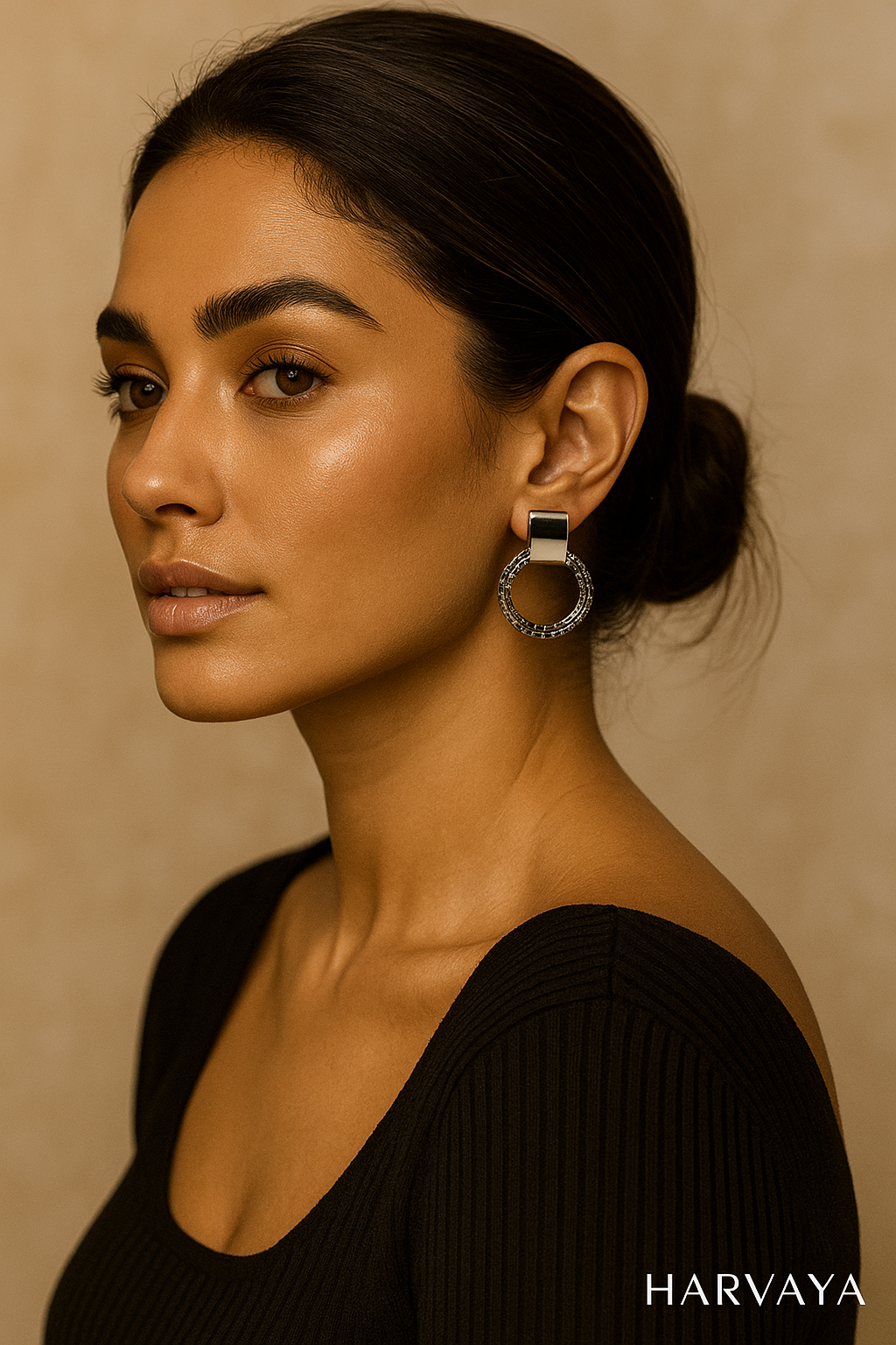 Harvaya Luxe Metallic Hoop Earrings – Gold & Silver Designer Statement Pieces