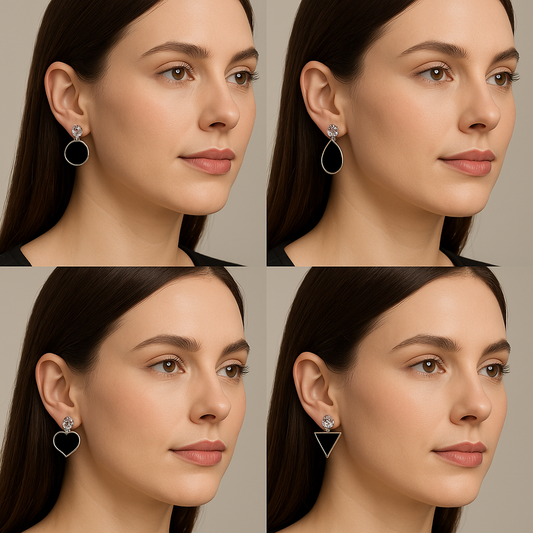 Black Gemstone Earring Combo – Set of 4 Elegant Designs