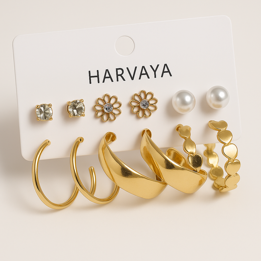 Harvaya Gold-Tone 6-in-1 Earring Collection